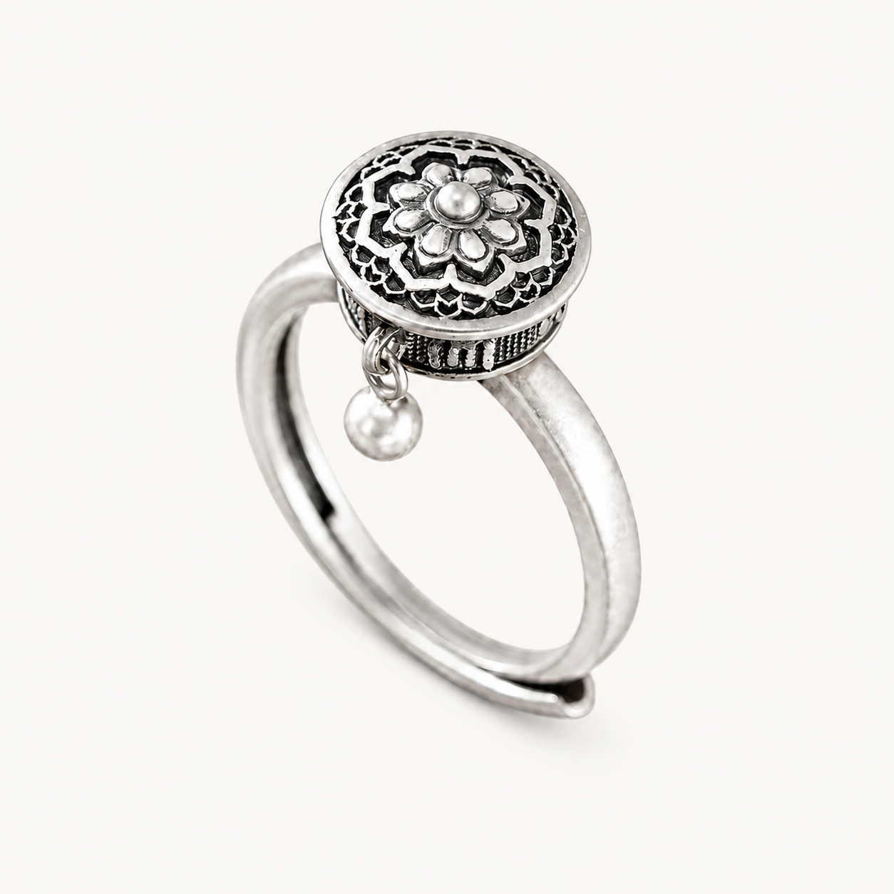 MANDALA FLOWER RING · TIBETAN ROTATING RING