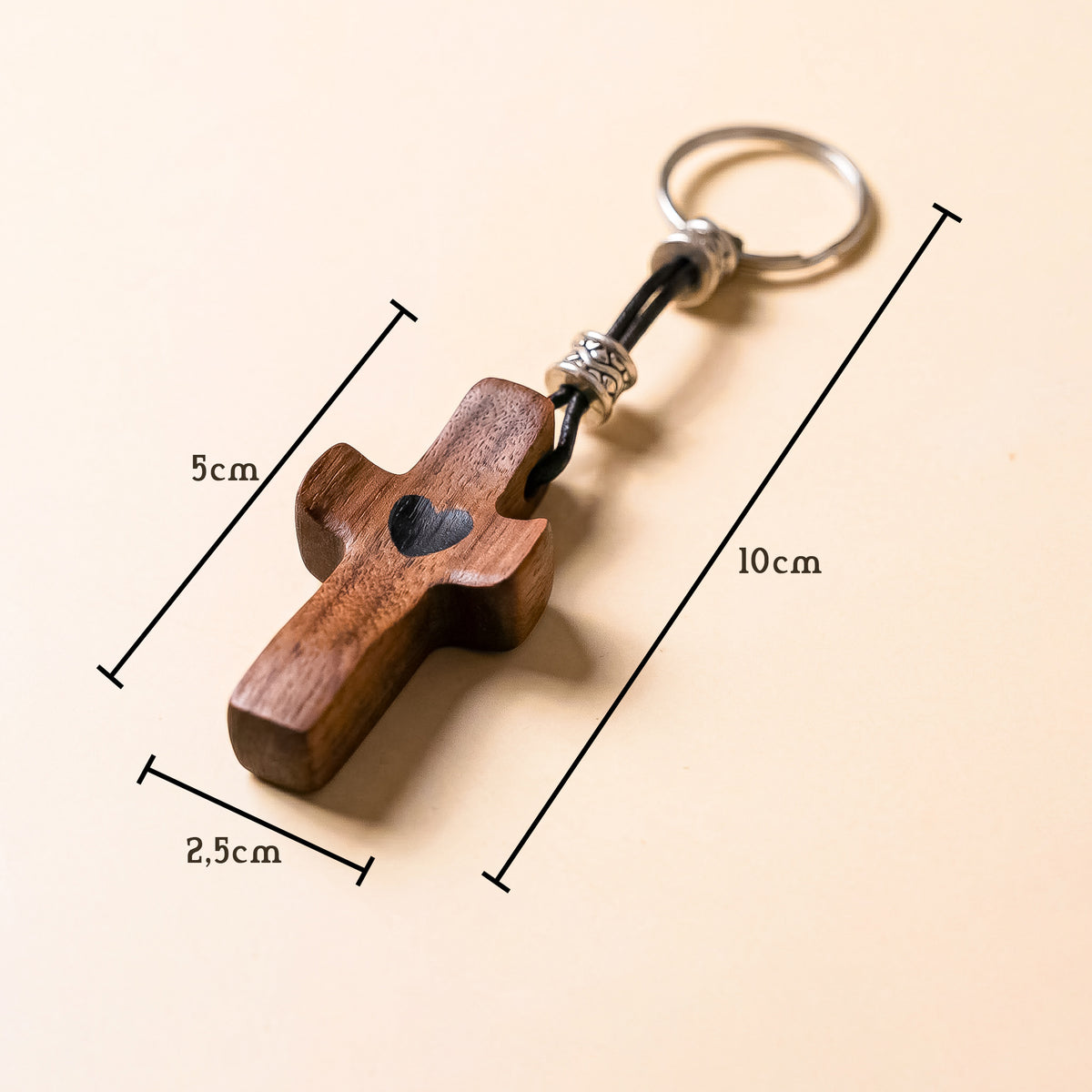 Wooden Cross Keychain