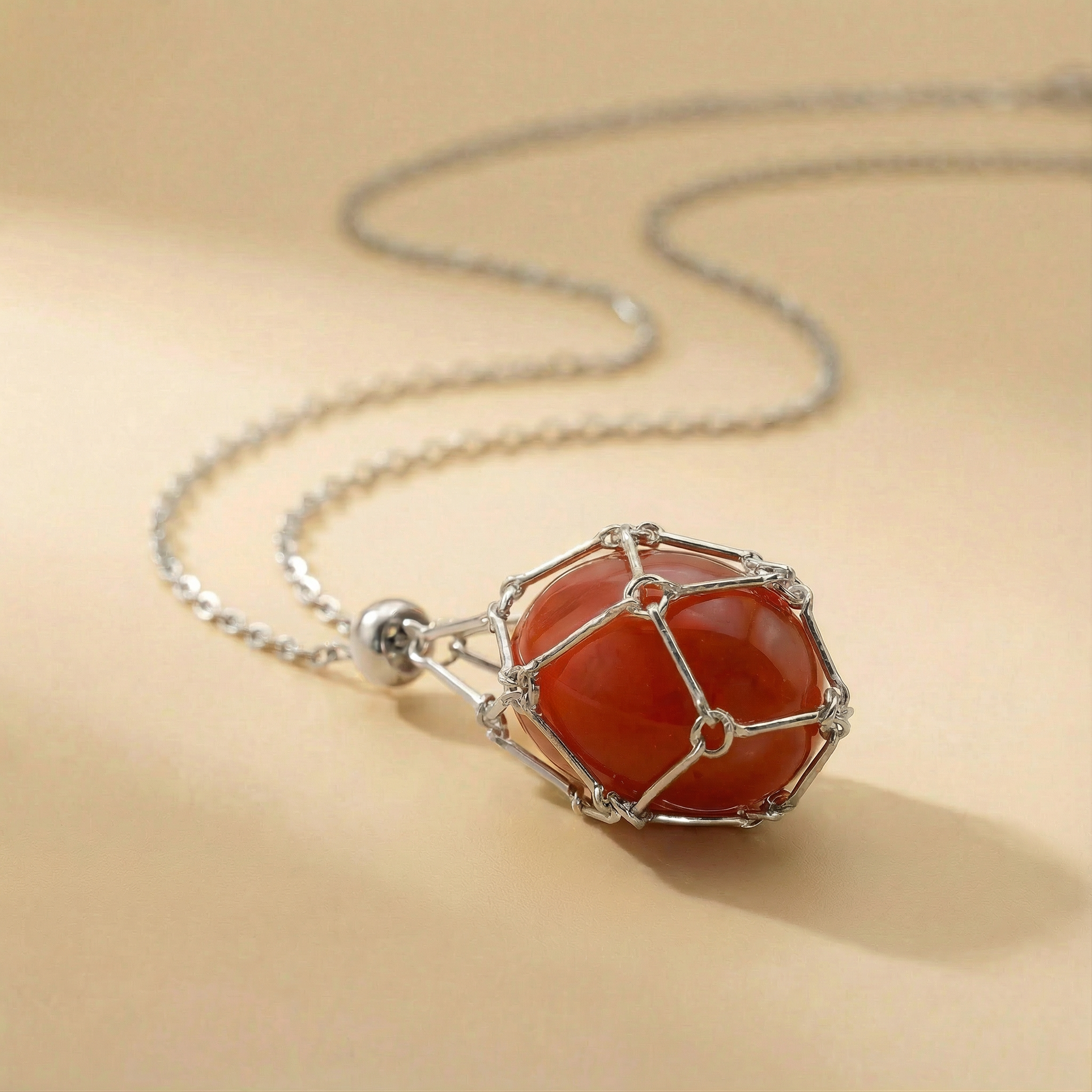 TIGER EYE PENDANT WITH LEATHER CHAIN (black)