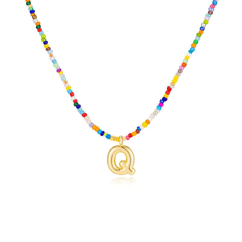 Colgante Inicial multicolor | Baño de Oro 18K y Personalizado Hecho a Mano