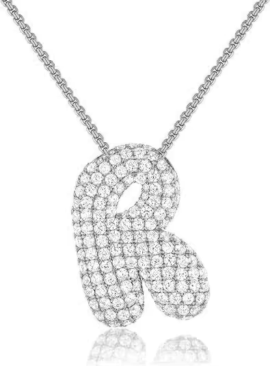Colgante Plateado Inicial con circonita pavé