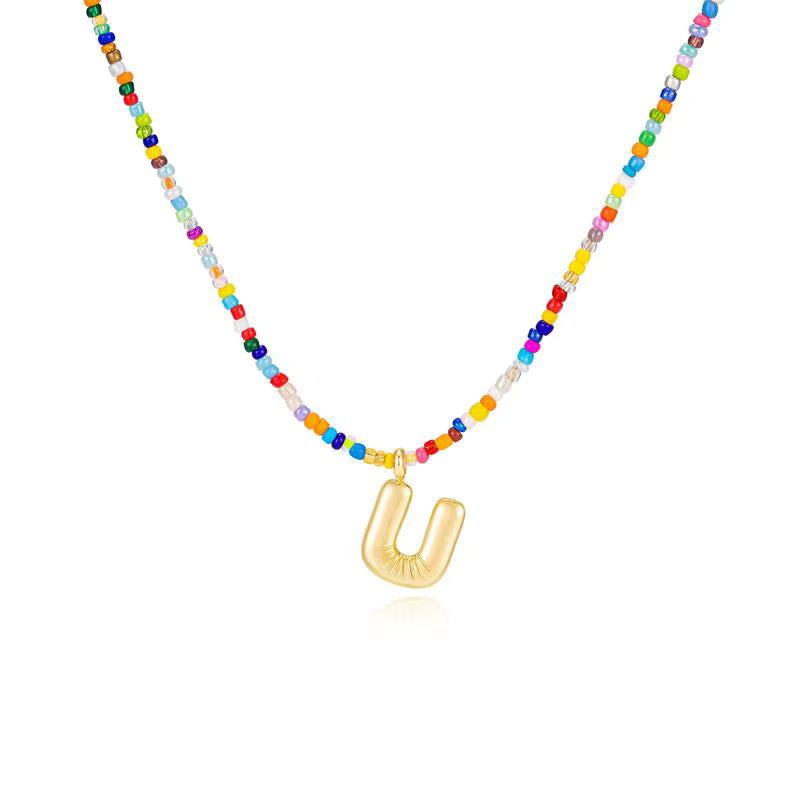 Colgante Inicial multicolor | Baño de Oro 18K y Personalizado Hecho a Mano