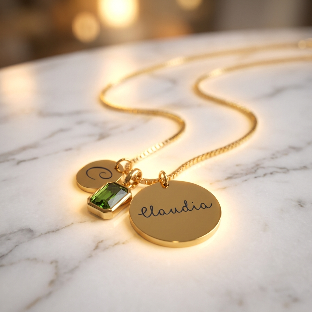 Custom Initial, Name, and Birthstone Pendant
