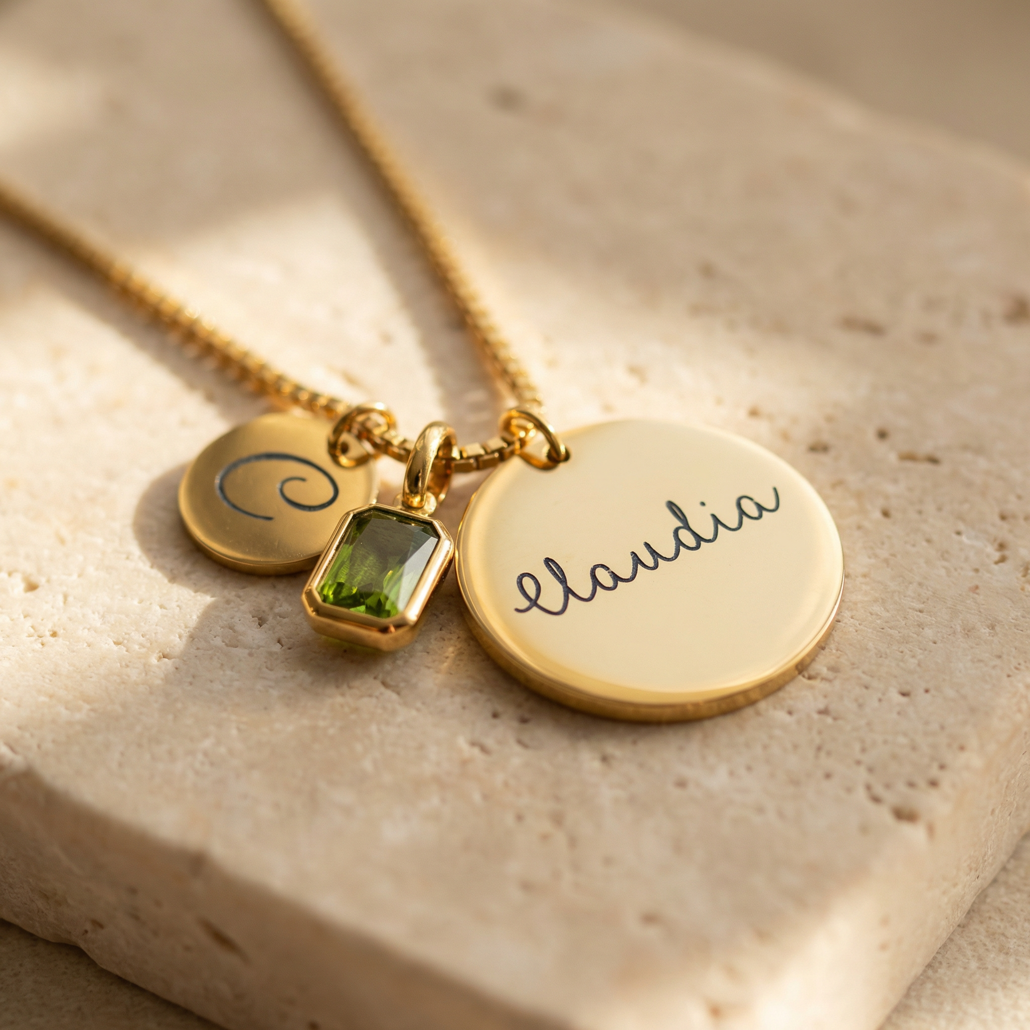 Custom Initial, Name, and Birthstone Pendant