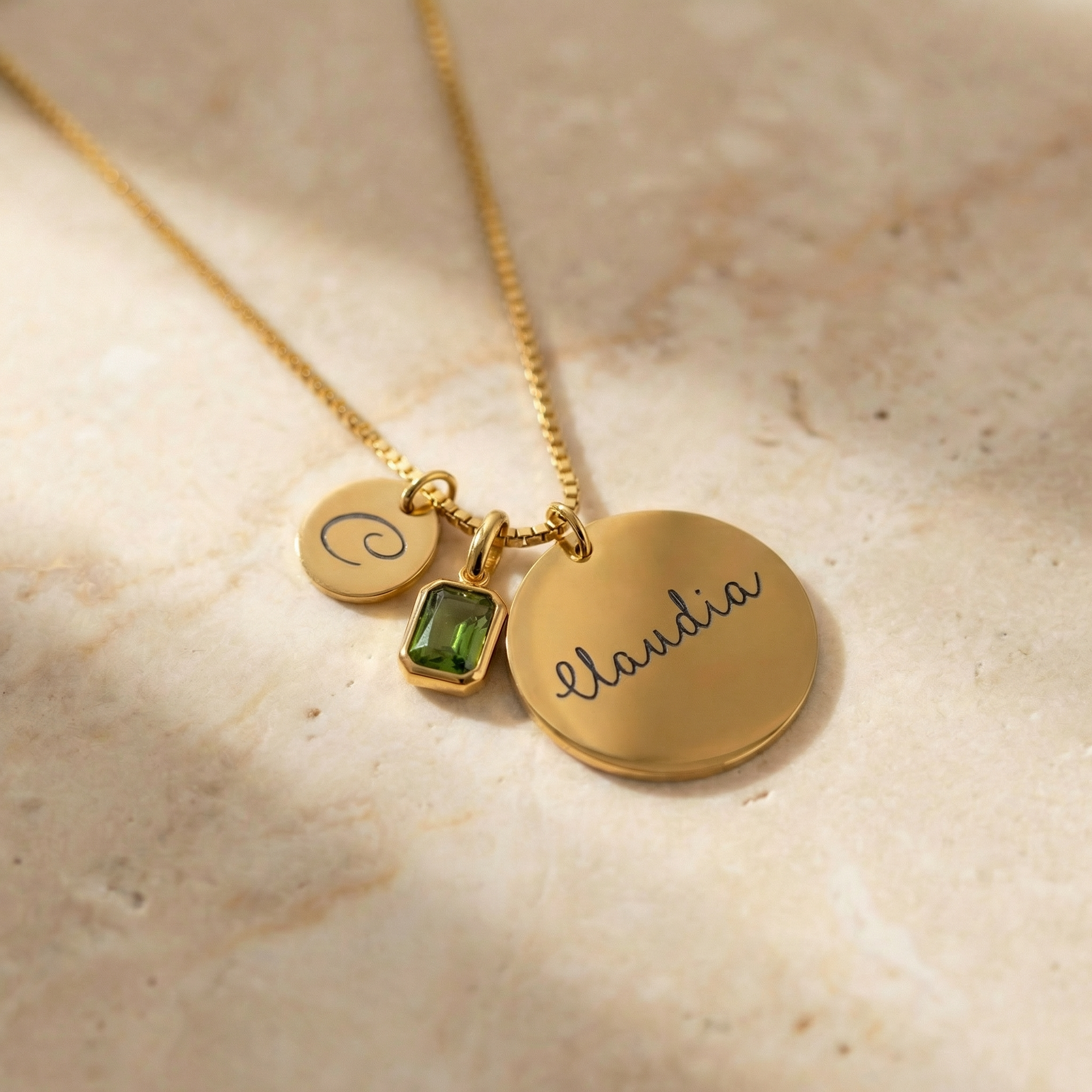 Custom Initial, Name, and Birthstone Pendant