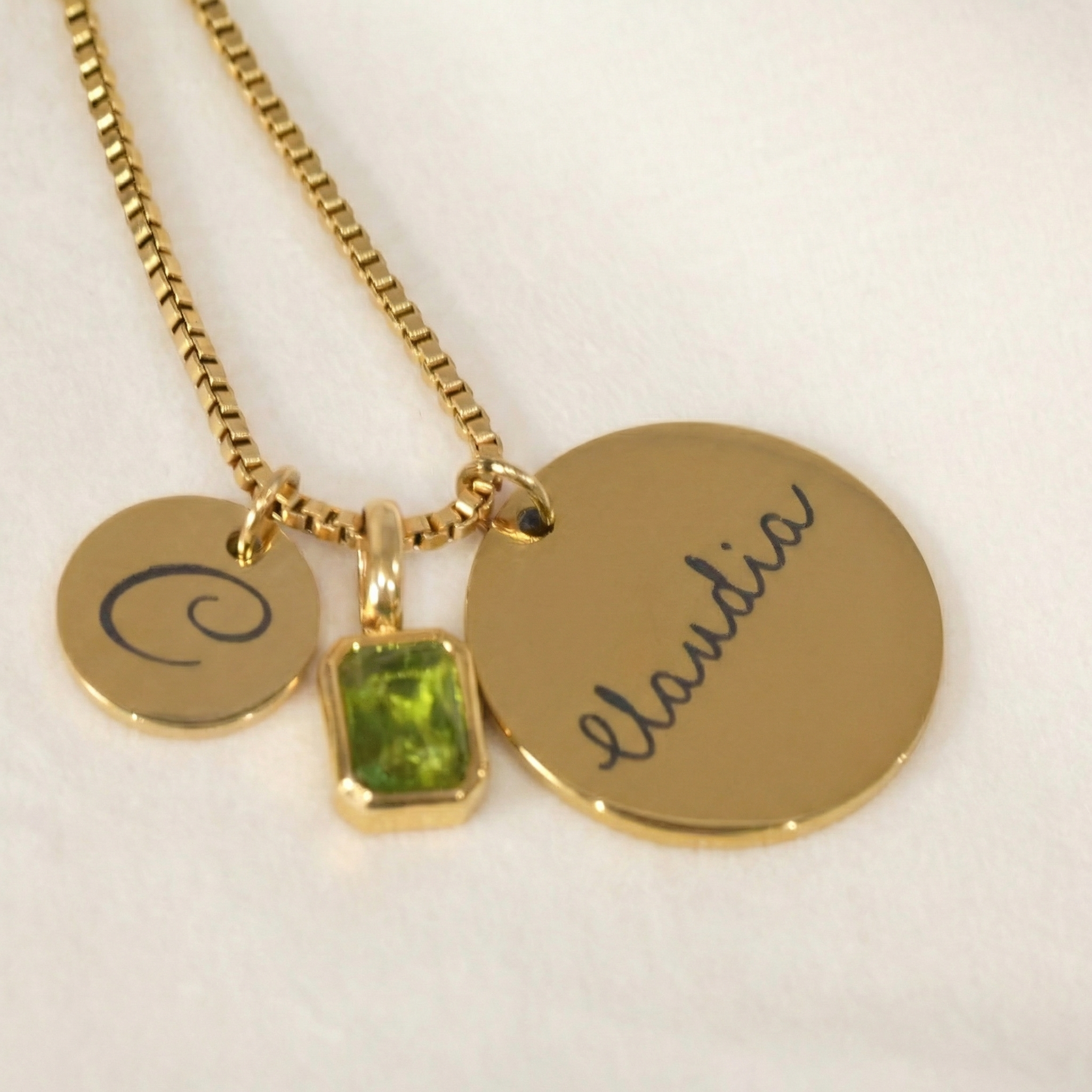 Custom Initial, Name, and Birthstone Pendant