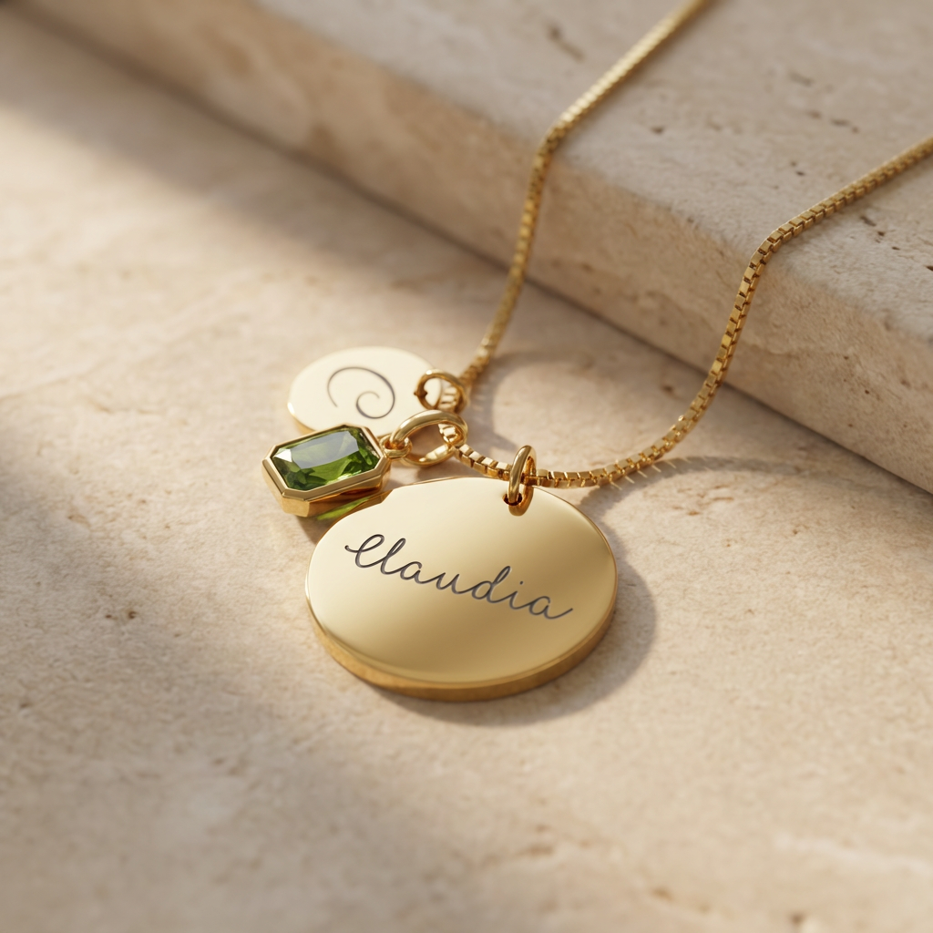 Custom Initial, Name, and Birthstone Pendant