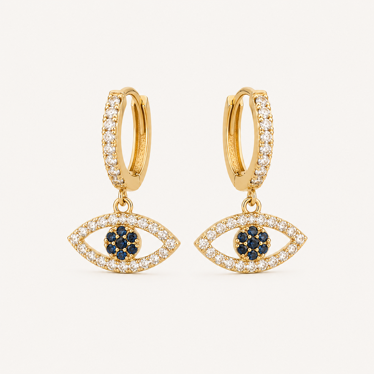 Pendientes Ojo Aura bañado en oro 18k