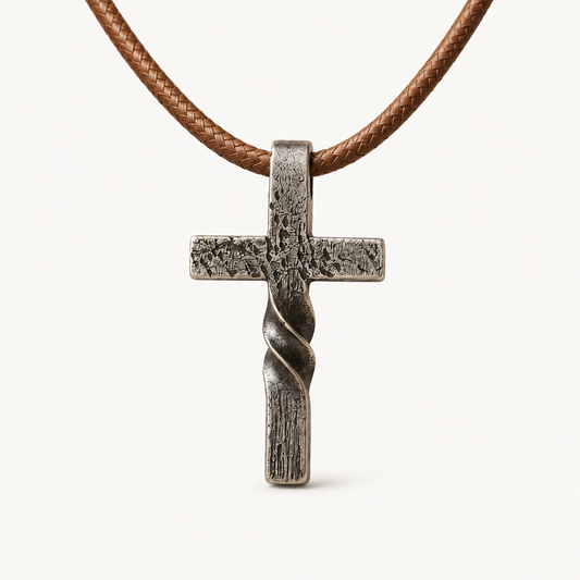 Hammered Retro Cross Pendant