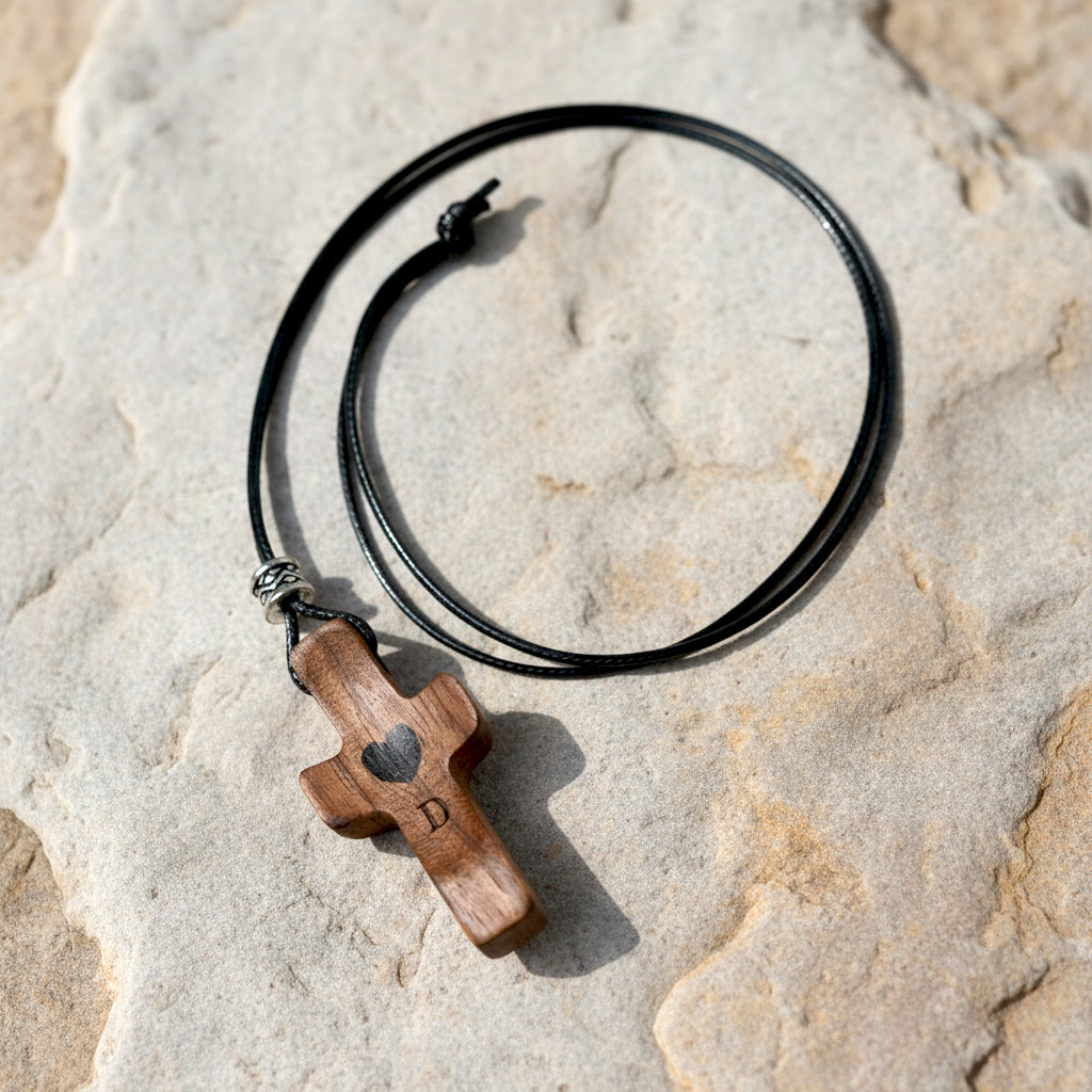 Personalized Wooden Pendant with Name and Initial
