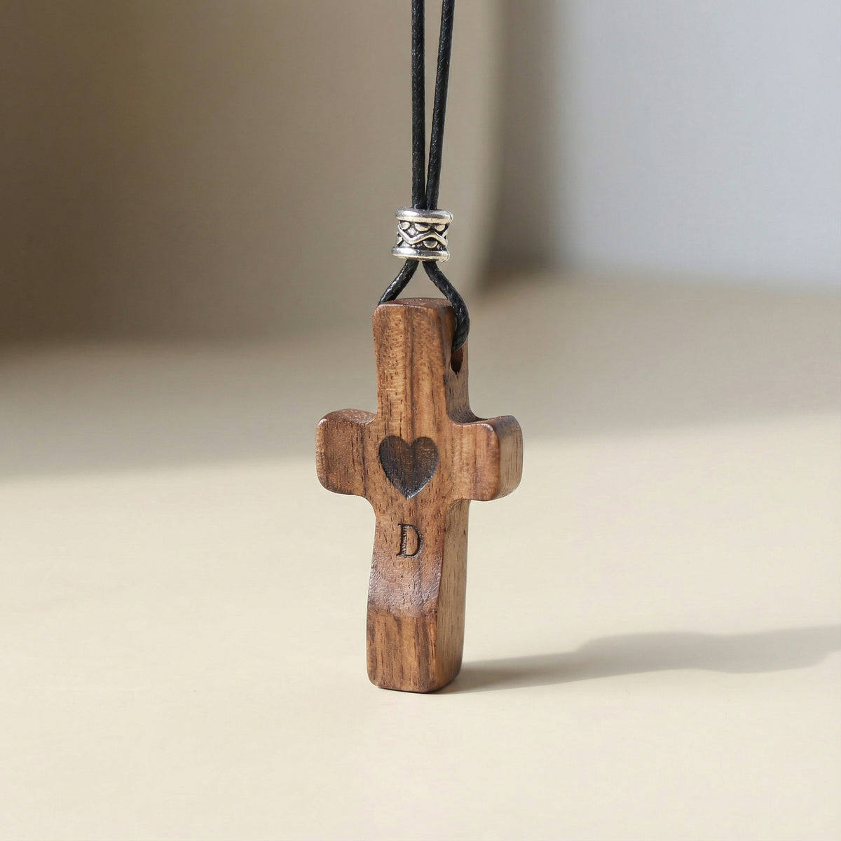 Personalized Wooden Pendant with Name and Initial