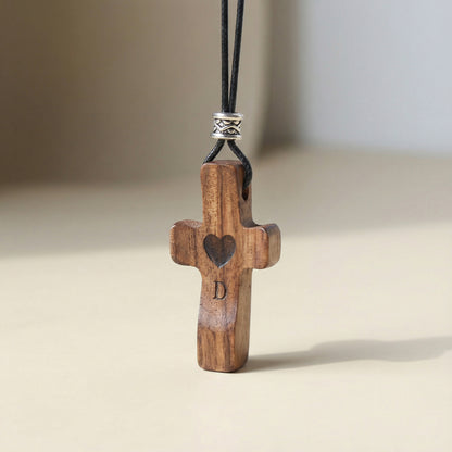 Personalized Wooden Pendant with Name and Initial