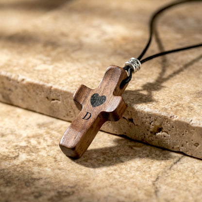 Personalized Wooden Pendant with Name and Initial