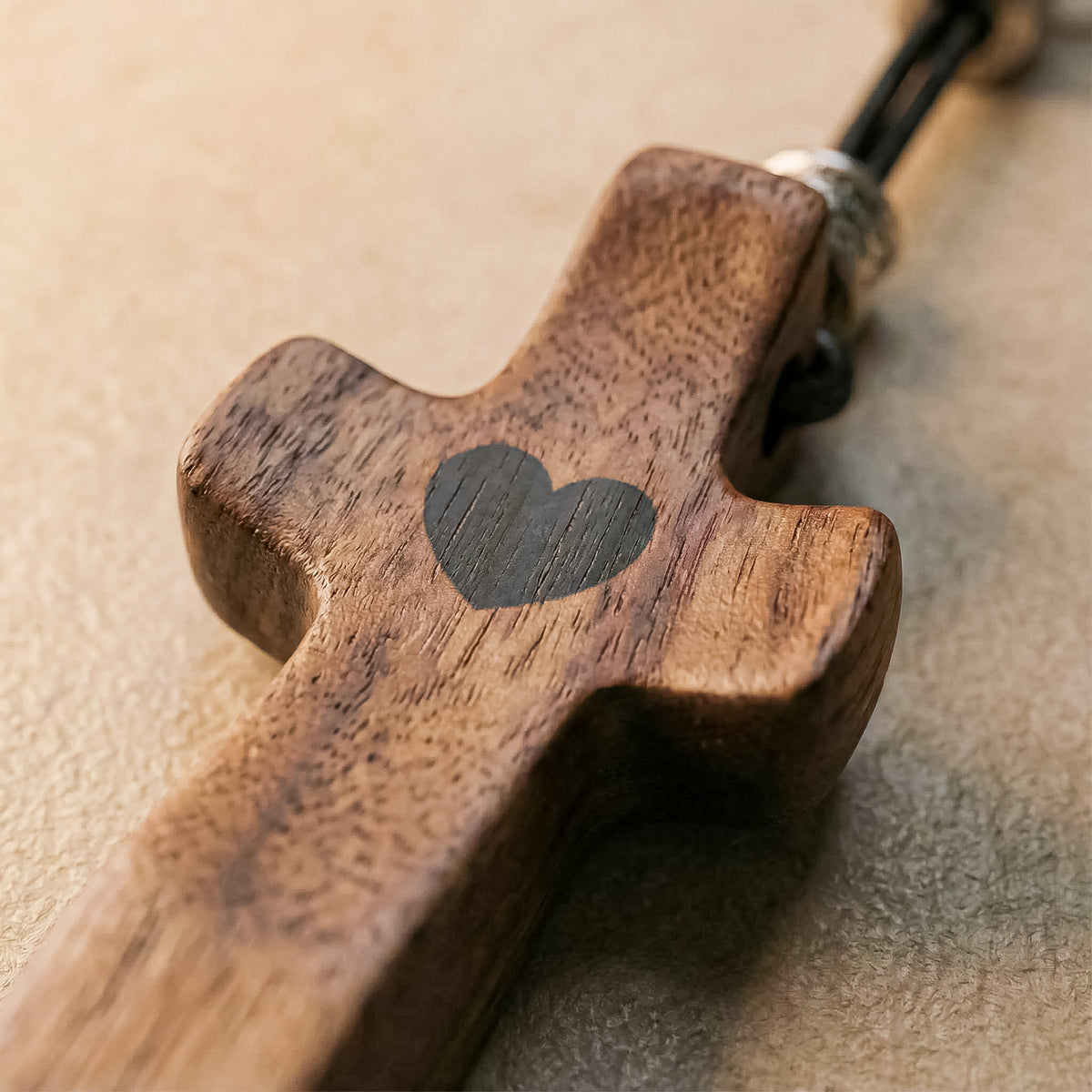Wooden Cross Keychain