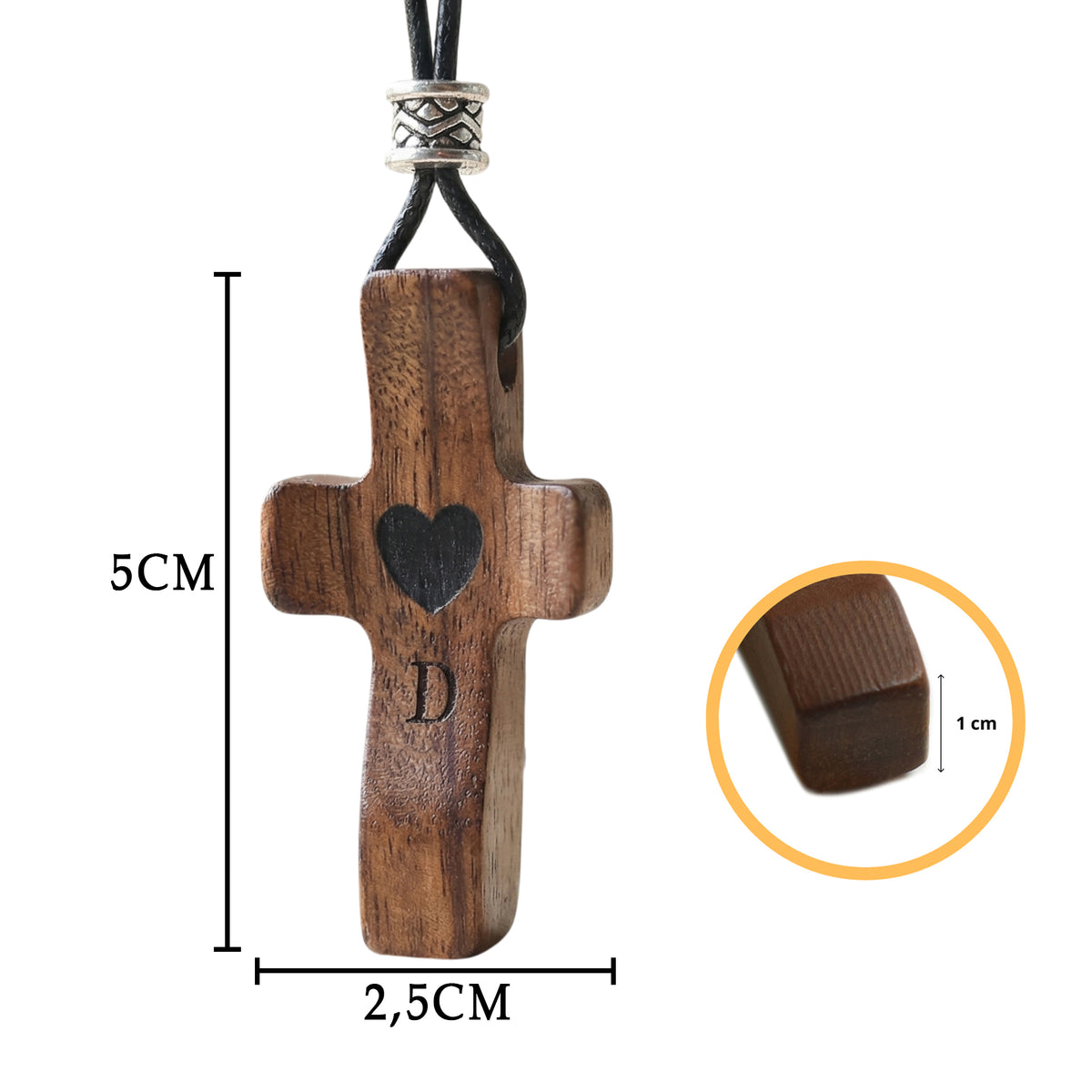 Personalized Wooden Pendant with Name and Initial