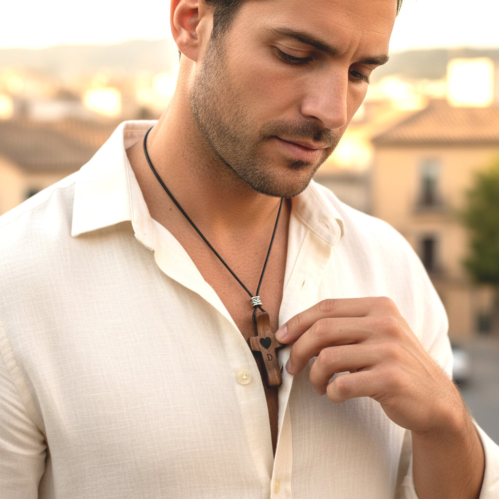Personalized Wooden Pendant with Name and Initial