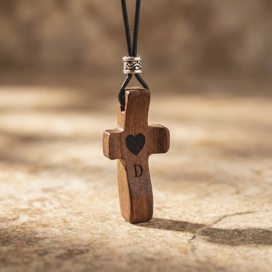 Personalized Wooden Pendant with Name and Initial