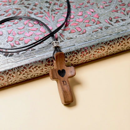 Personalized Wooden Pendant with Name and Initial