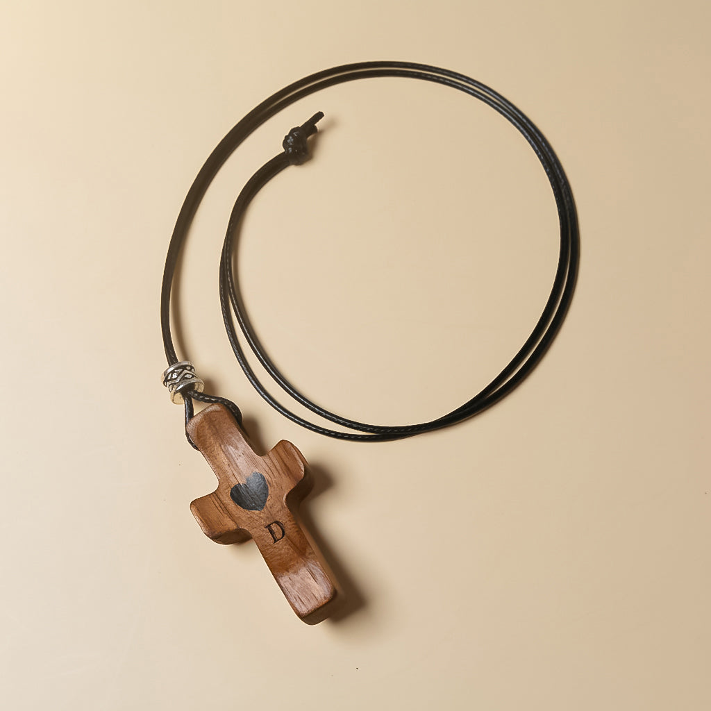 Personalized Wooden Pendant with Name and Initial
