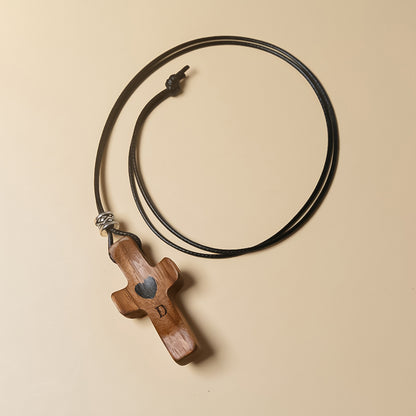 Personalized Wooden Pendant with Name and Initial
