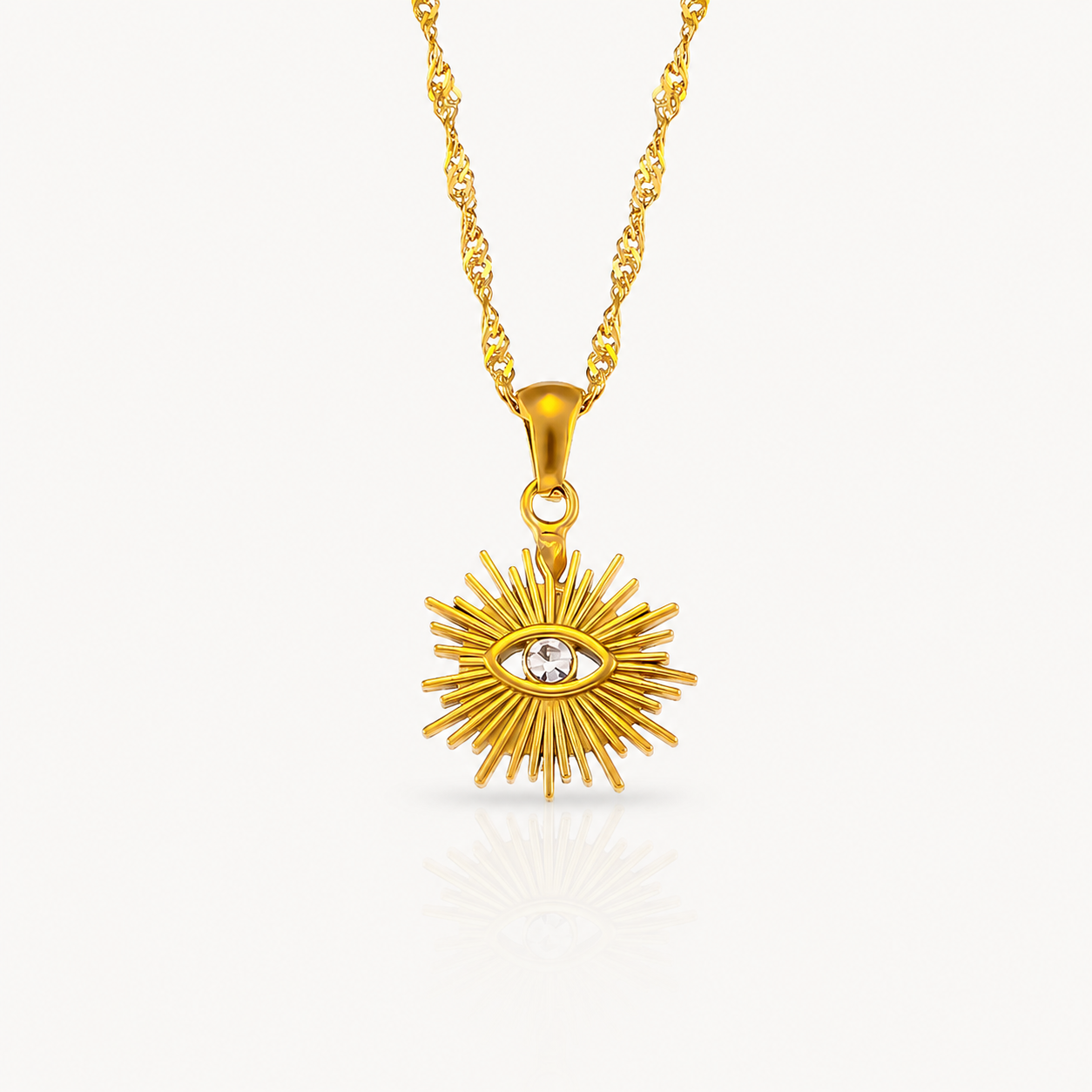 Sun Amulet choker with natural aventurine stone plated in 18k gold 