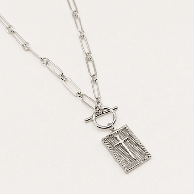 18K Paperclip Cross Pendant