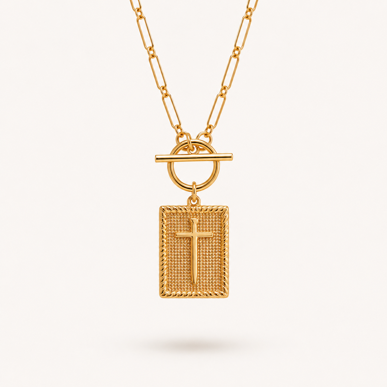 18K Paperclip Cross Pendant