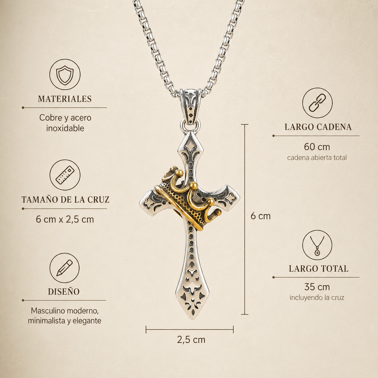 Imperial Crown Cross Pendant