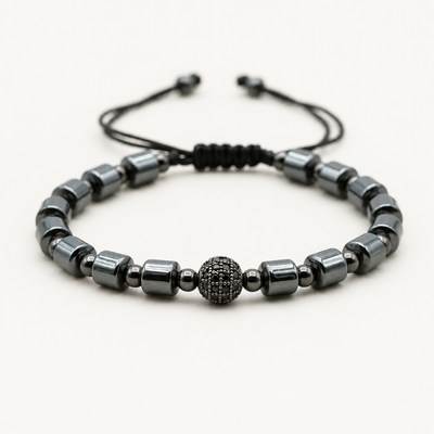 Bracelet Shamballa de Hematita, Natural Stone, Bracelet Man