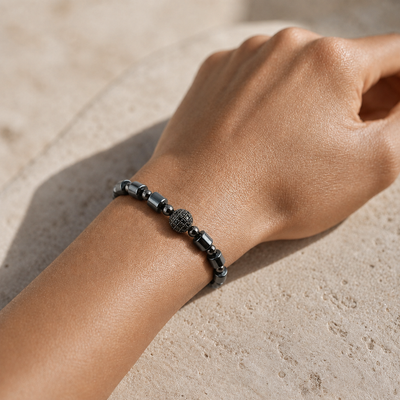 Bracelet Shamballa de Hematita, Natural Stone, Bracelet Man