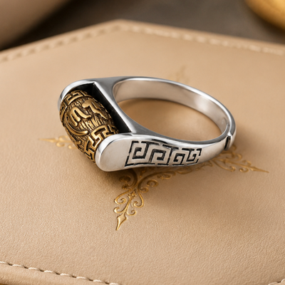 TIBETAN RING ROTATING RING WITH MANTRA "Om Mani Padme Hum"
