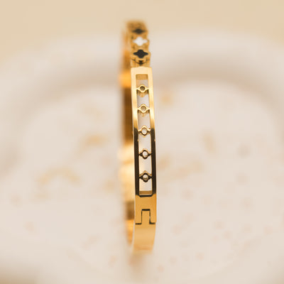 Pulsera con Tréboles Negros y Blancos | Pulsera  Acero Inoxidable 18k