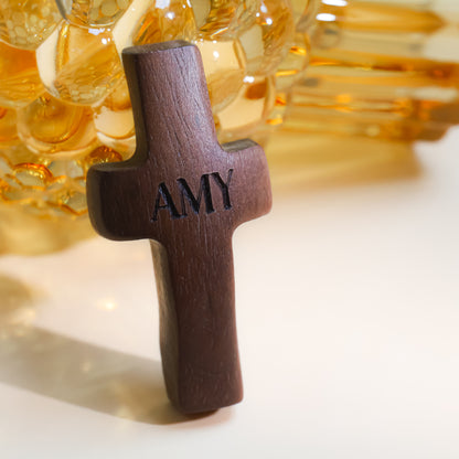 Personalized Wooden Cross with Name and Initial