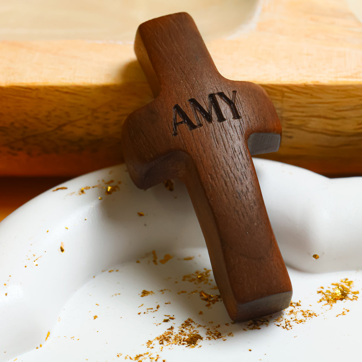 Personalized Wooden Cross with Name and Initial