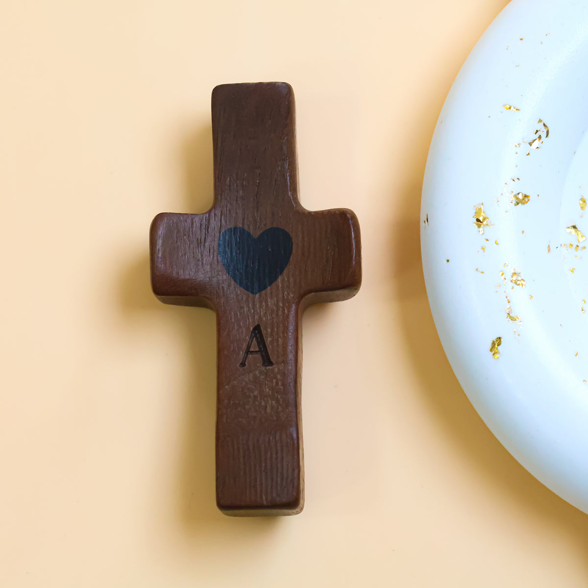 Personalized Wooden Cross with Name and Initial