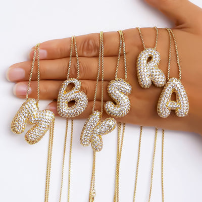 Colgante Bubble Inicial con circonita pavé