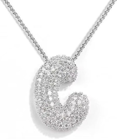 Colgante Plateado Inicial con circonita pavé