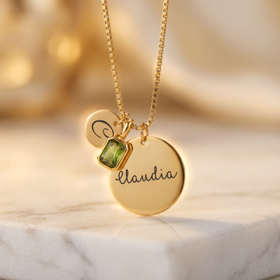 Custom Initial, Name, and Birthstone Pendant