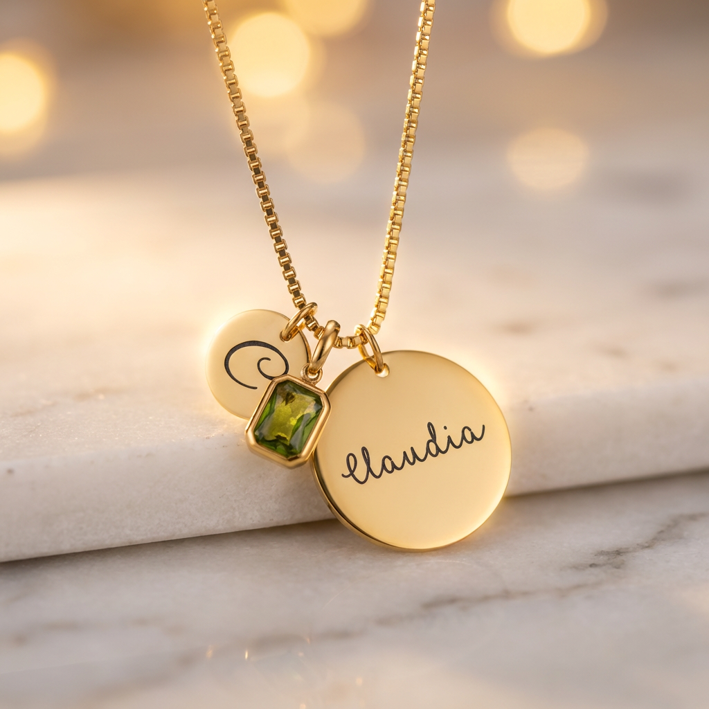Custom Initial, Name, and Birthstone Pendant
