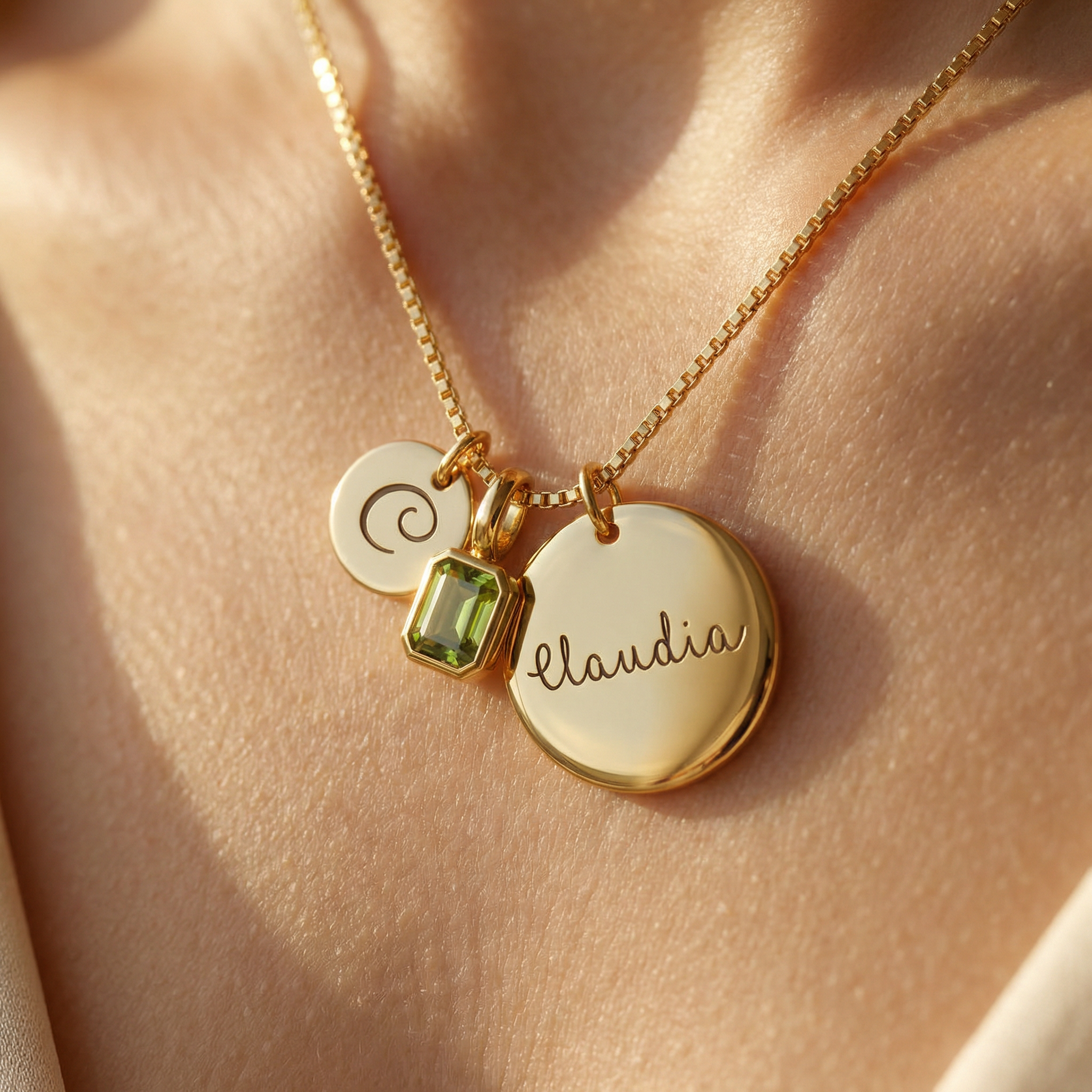 Custom Initial, Name, and Birthstone Pendant