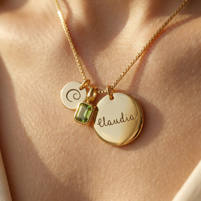 Custom Initial, Name, and Birthstone Pendant