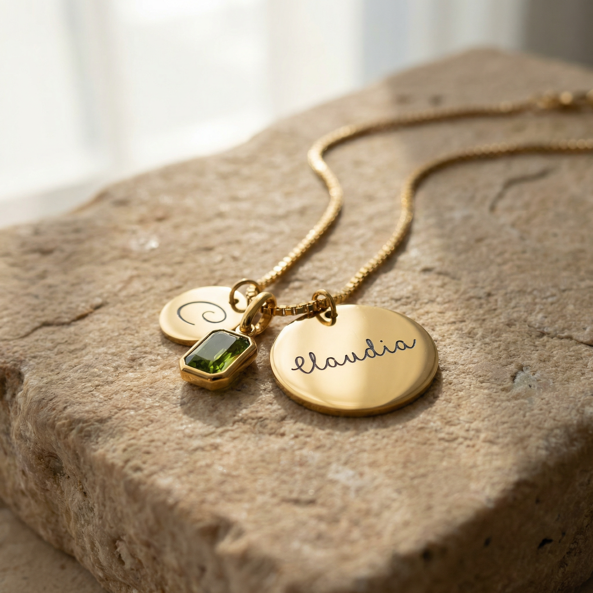 Custom Initial, Name, and Birthstone Pendant