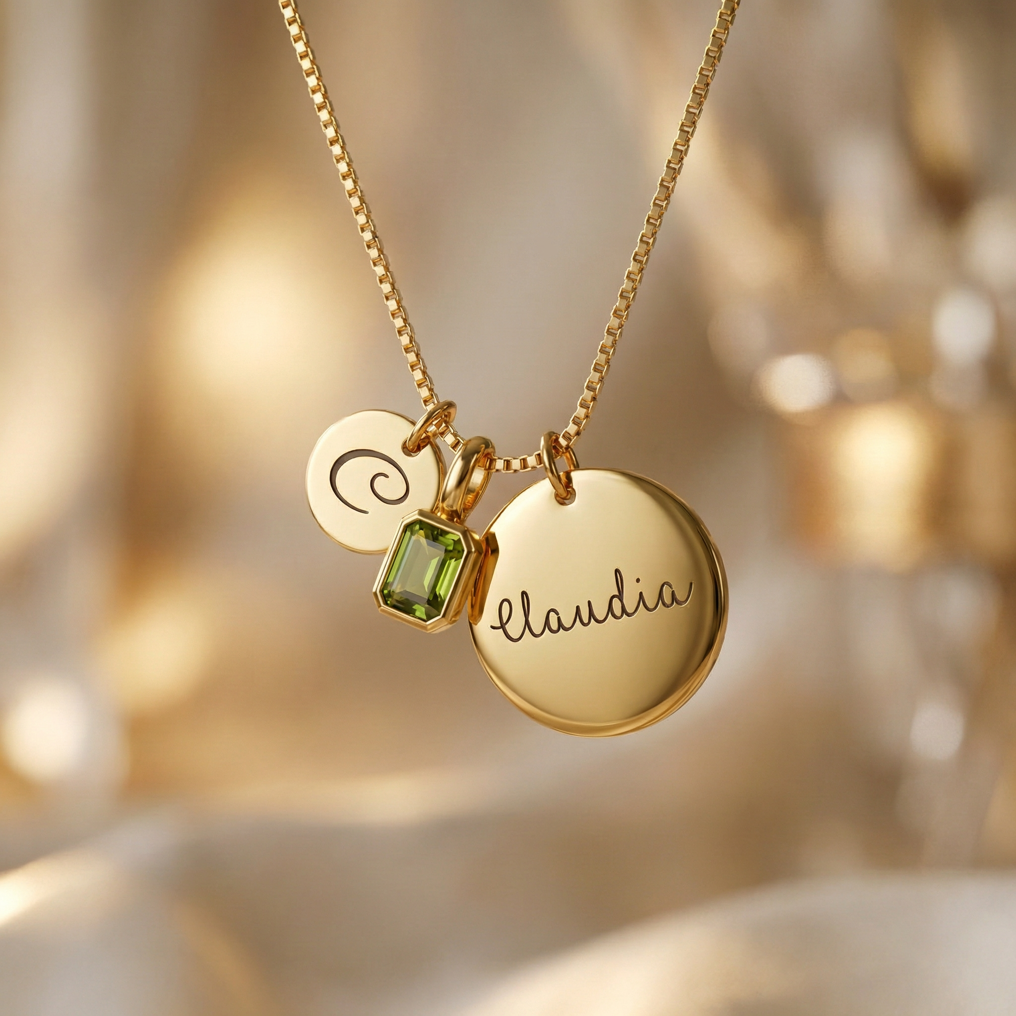 Custom Initial, Name, and Birthstone Pendant