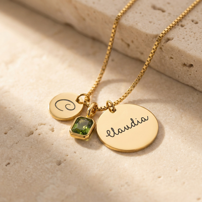 Custom Initial, Name, and Birthstone Pendant