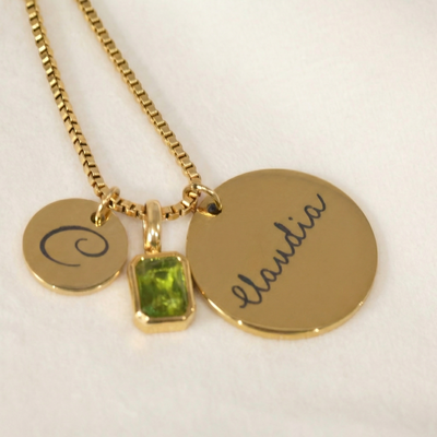 Custom Initial, Name, and Birthstone Pendant