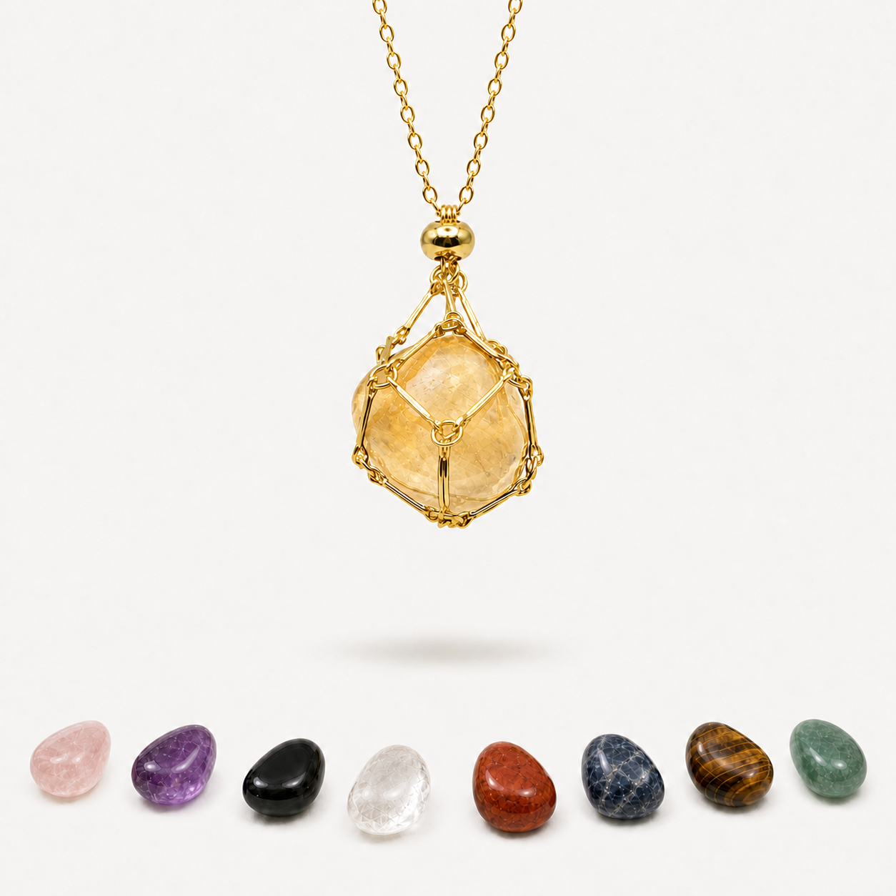 TIGER EYE PENDANT WITH LEATHER CHAIN ​​(black) 