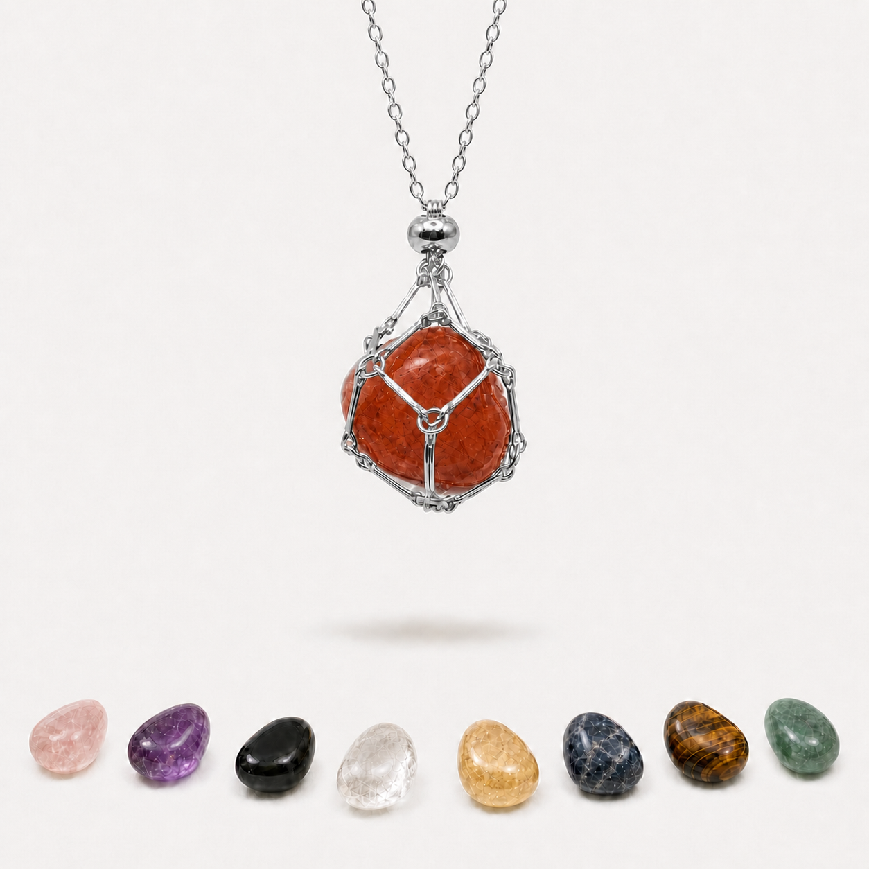 TIGER EYE PENDANT WITH LEATHER CHAIN ​​(black) 