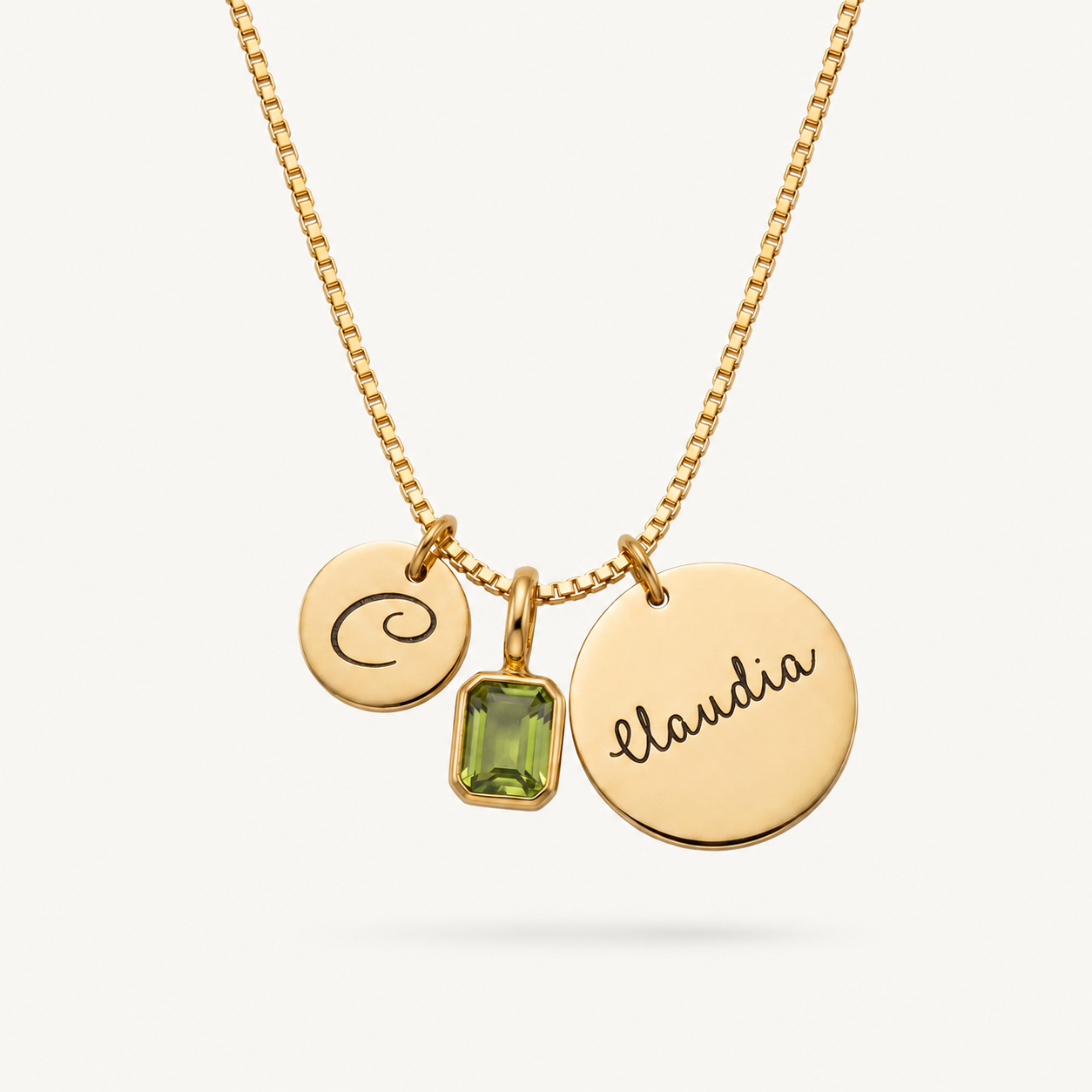 Custom Initial, Name, and Birthstone Pendant