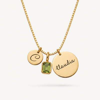 Custom Initial, Name, and Birthstone Pendant