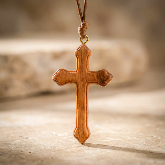 Traditional Olive Wood Cross Pendant